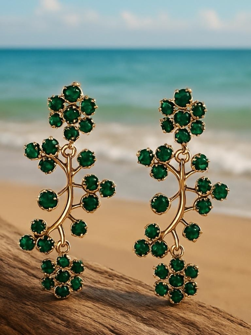 Green Tree Rhinestone Dangle Earrings